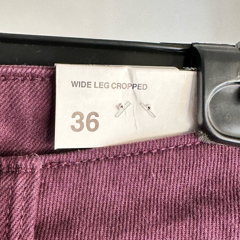 Zara 27 US 4 Z1975 CROPPED WIDE LEG JEANS dark eggplant - Picture 3 of 4